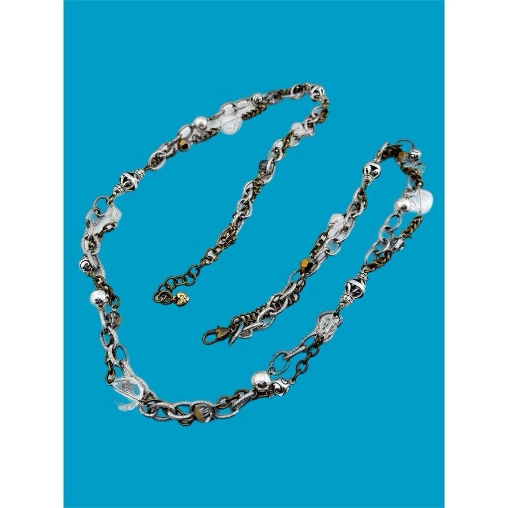 Brighton Metal Play Silver Brass Crystal Necklace